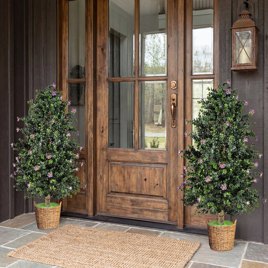 Artificial Topiary Cone Tree, 2 Pack, 49 Flowers, Purple Faux Plants Purple at Gallery Canada