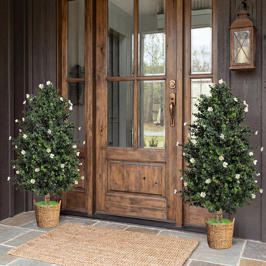 Artificial Topiary Cone Tree, 2 Pack, 49 Flowers, White Faux Plants White at Gallery Canada