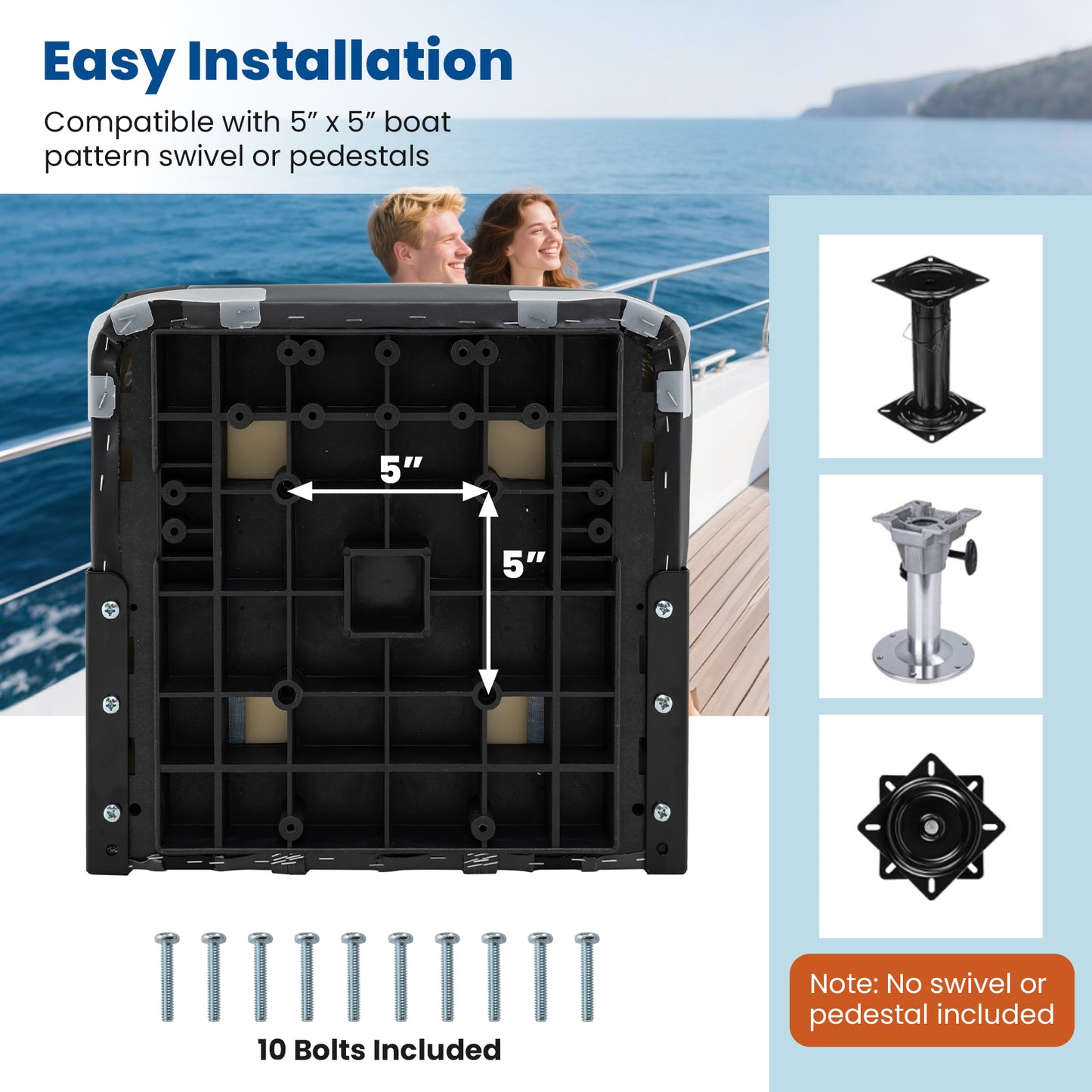 2-Pack Boat Seats with Fixing Bolts and Hinges, Black Surfing at Gallery Canada