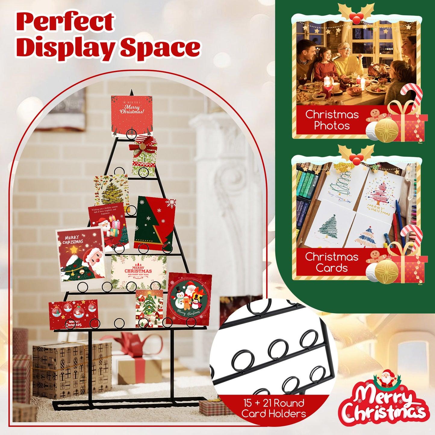 Christmas Tree Photo Holder, 36 Round Clips, Metal Hanging Rack, Black Christmas Decor & Accessories at Gallery Canada