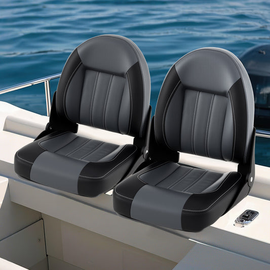 2-Pack Folding High Back Boat Chairs with Sponge Padding and Fixing Bolts-BK, Black Surfing Black at Gallery Canada