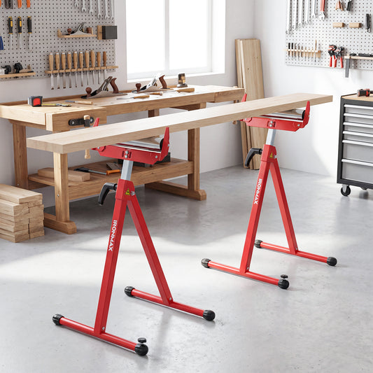 2-Pack Folding Roller Stands, Adjustable Height, Red Garages Red at Gallery Canada