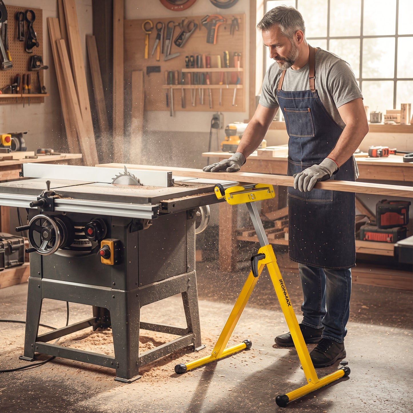2-Pack Folding Roller Stands, Adjustable Height, Yellow Garages at Gallery Canada