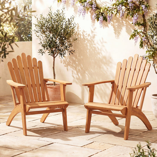 2-Pack Stackable Adirondack Chairs, Solid Acacia Wood Patio Adirondack Chairs Natural at Gallery Canada