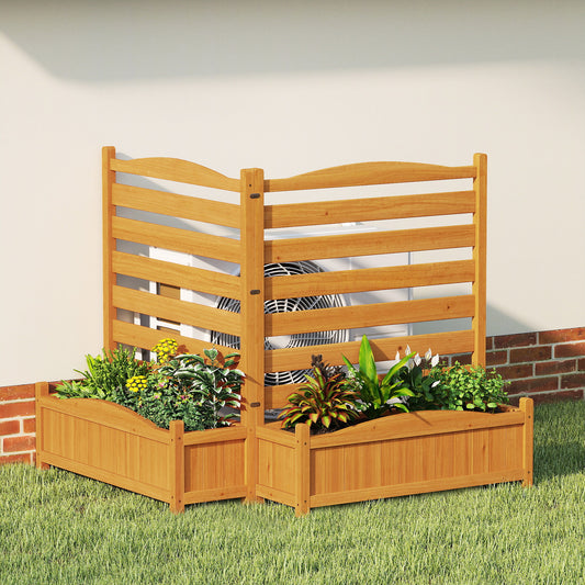 2-Panel Freestanding Outdoor Wood Privacy Screen, Yellow Raised Garden Beds Yellow at Gallery Canada