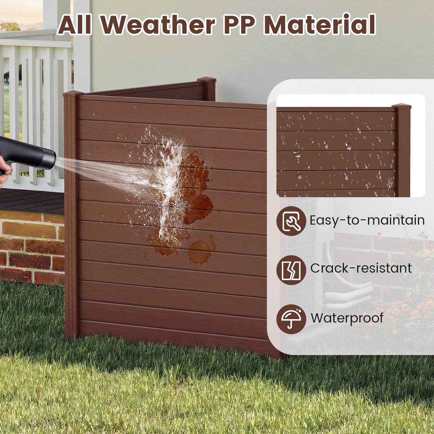 48x48 Inch AC Trash Can Pool Enclosure, Brown