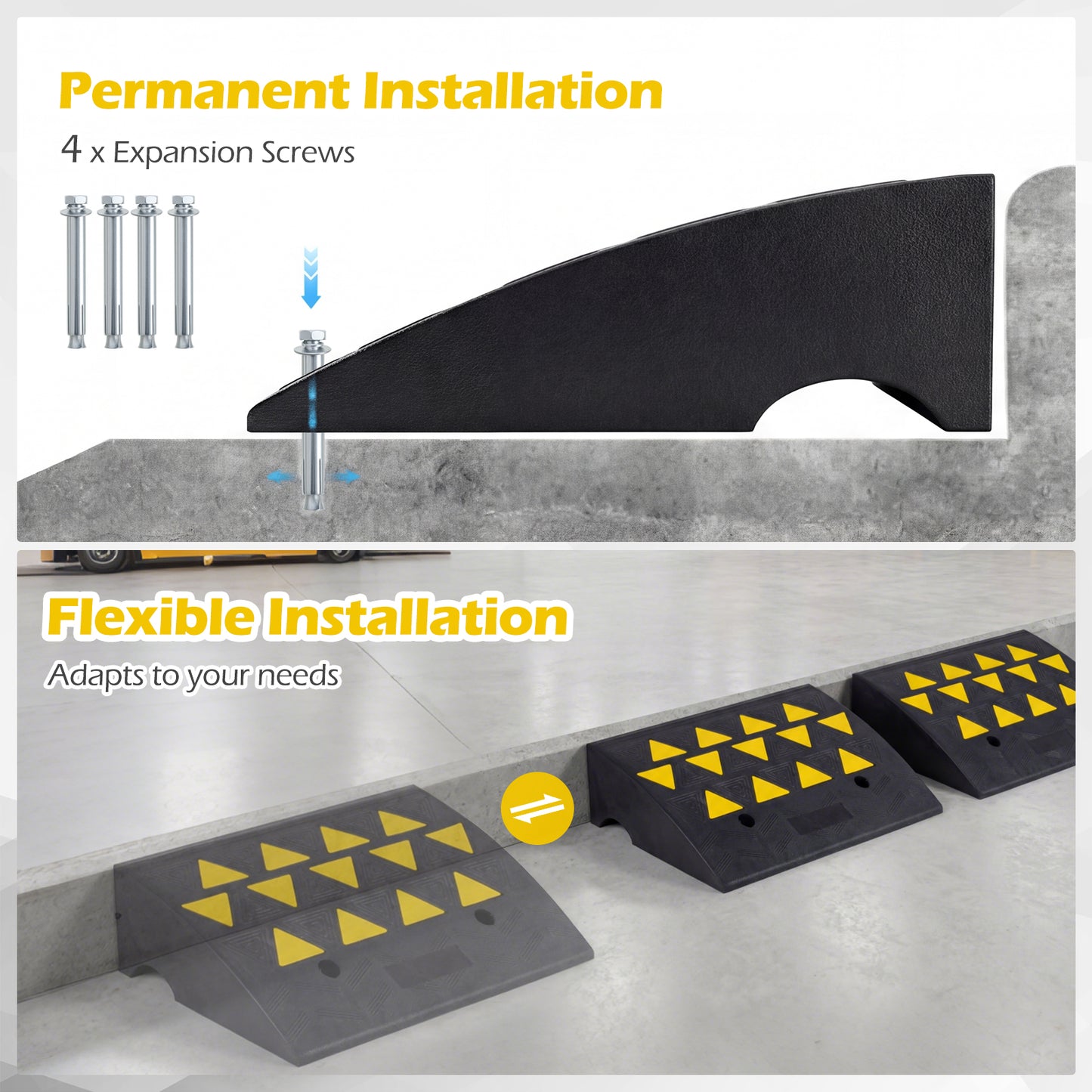 2 Pcs Driveway Threshold Ramps, 5/6 Inch Rise, Medium Trucks-M, Black Garages at Gallery Canada