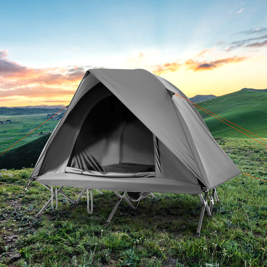 2-Person Camping Cot Tent, Foldable Off-Ground Combo, Grey Tents Gray at Gallery Canada
