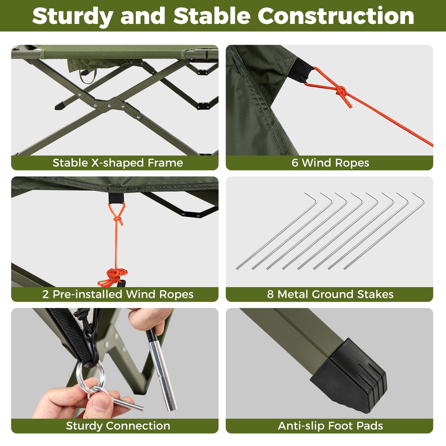 2-Person Camping Cot Tent, Foldable Off-Ground Combo, Green Tents at Gallery Canada