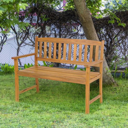 2-Person Acacia Wood Bench, Natural Outdoor Benches Natural at Gallery Canada