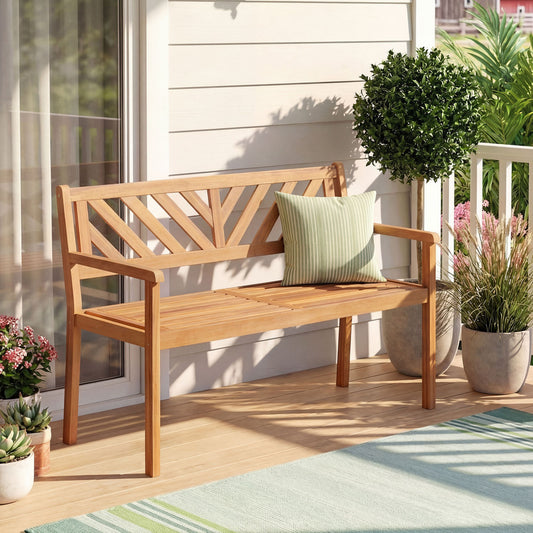 2-Person Patio Acacia Wood Garden Chair, Teak Outdoor Benches Teak at Gallery Canada