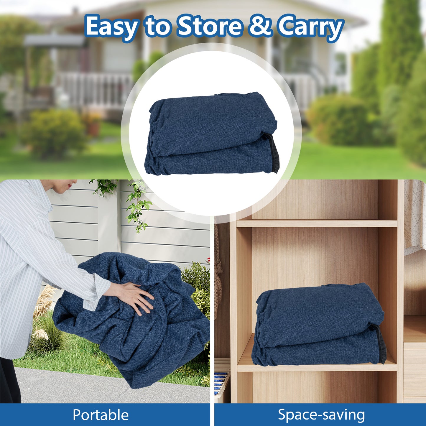 2-Person Portable Blow Up Sofa with Detachable Cover, Blue