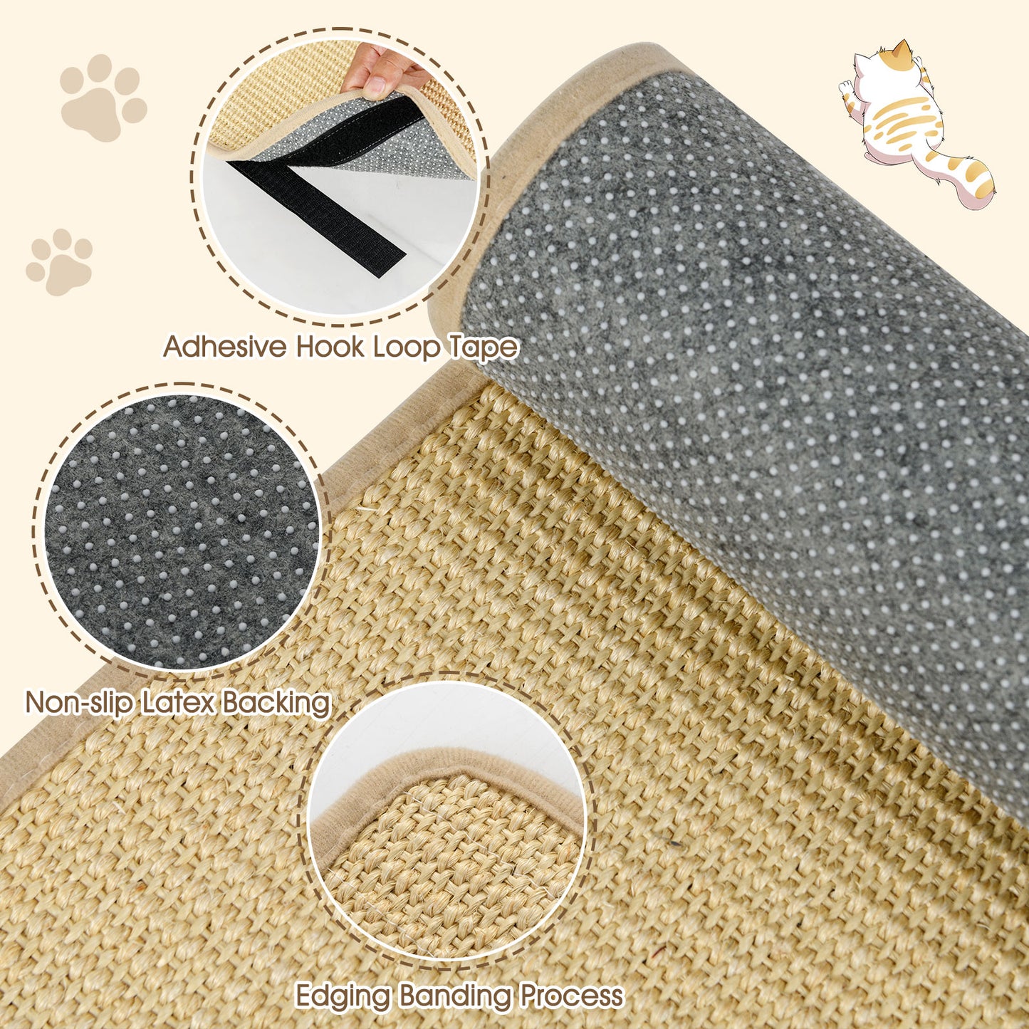 Cat Scratcher Mat Set, 32 x 20 Inch, Natural Sisal Pads Cat Trees Condos & Scratchers at Gallery Canada
