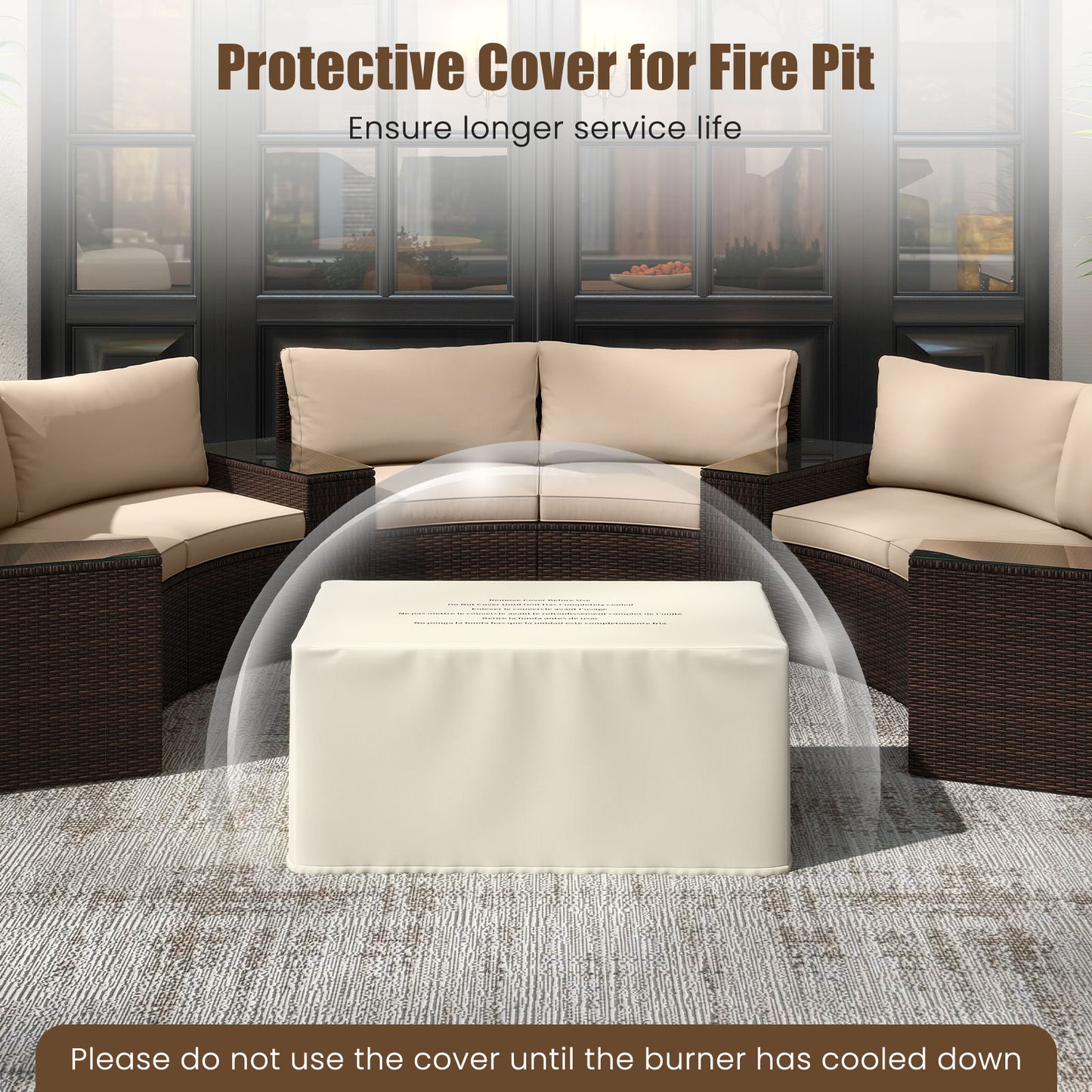32 Inch Rectangle Gas Fire Table Set, 2-Piece Rattan, Brown Fire Pit Tables at Gallery Canada