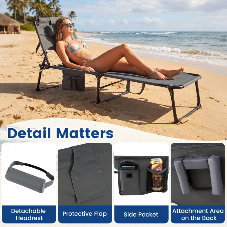 2-Piece Outdoor Tanning Chair & Side Table Set, Folding Lounge Chair Outdoor Chaise Lounges at Gallery Canada