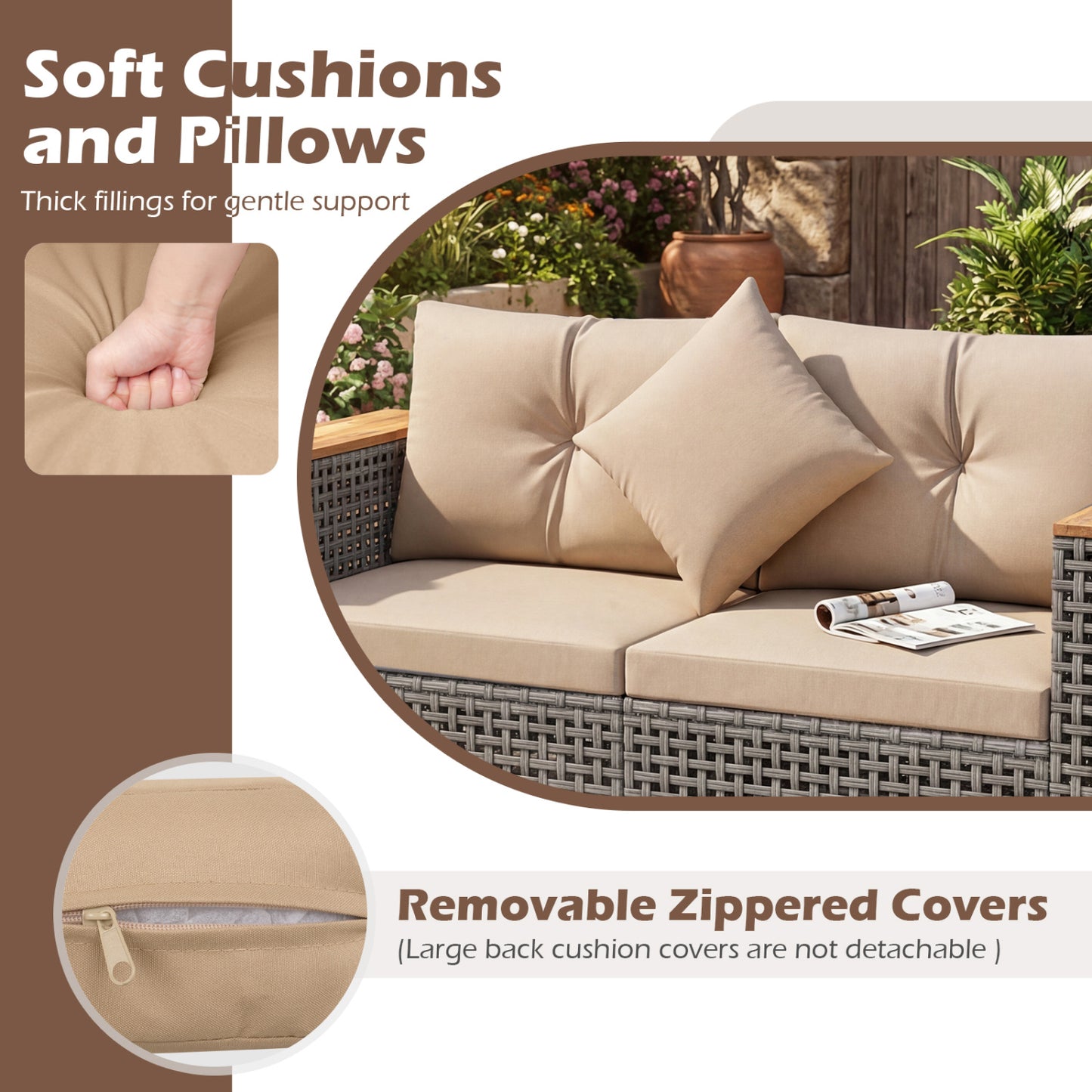 2-Piece Patio Corner Sofa Set, Thick Cushions, Beige Outdoor Sectionals at Gallery Canada