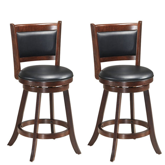 24 Inch Swivel Counter Stool, Upholstered Seat, Brown Bar Stools Brown at Gallery Canada
