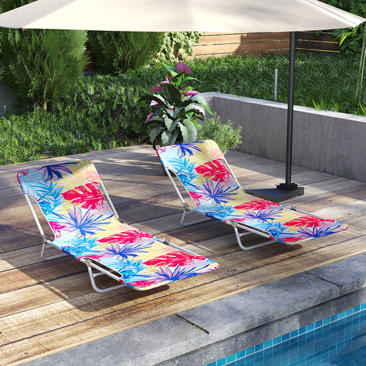 2 Pieces 5-position Lay Flat Beach Recliner with Carry Strap and Metal Frame, Pink Beach & Lawn Chairs Pink at Gallery Canada