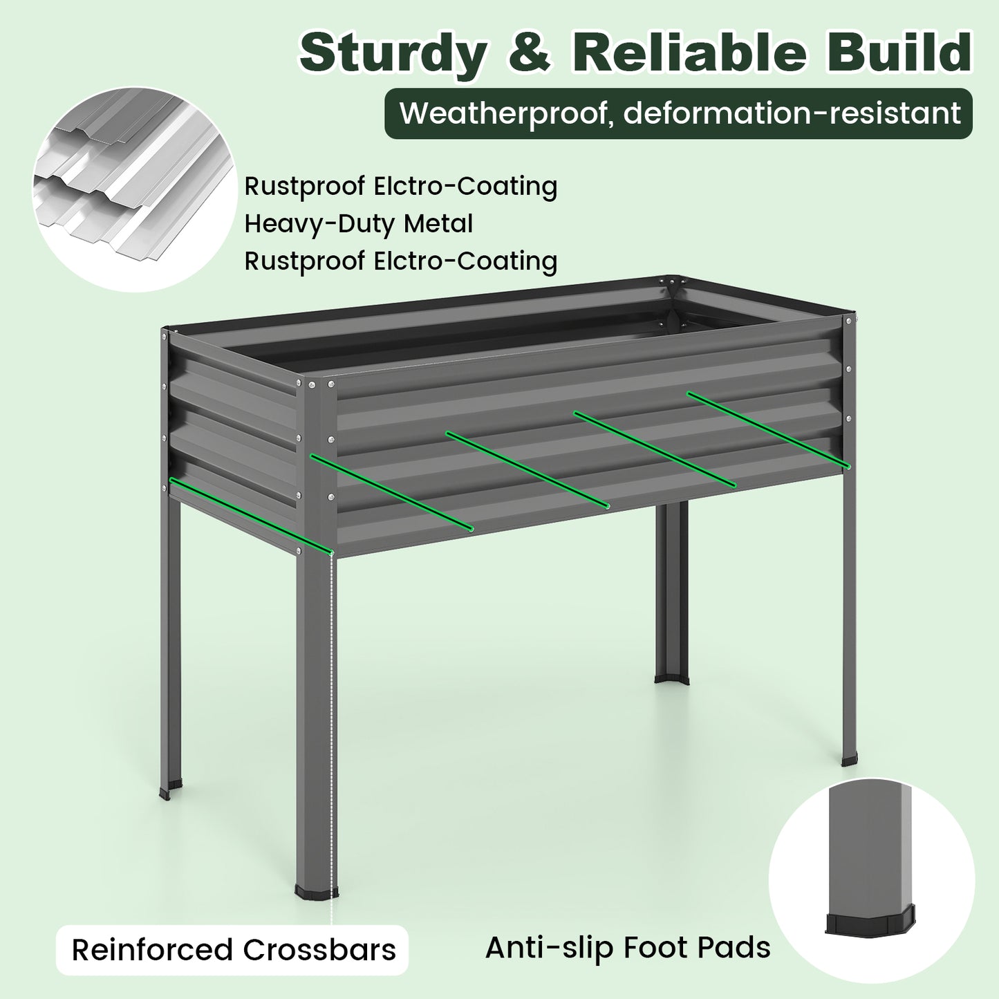 Galvanized Raised Garden Bed, 2 Pieces, With Legs And Greenhouse Cover, Gray Raised Garden Beds at Gallery Canada