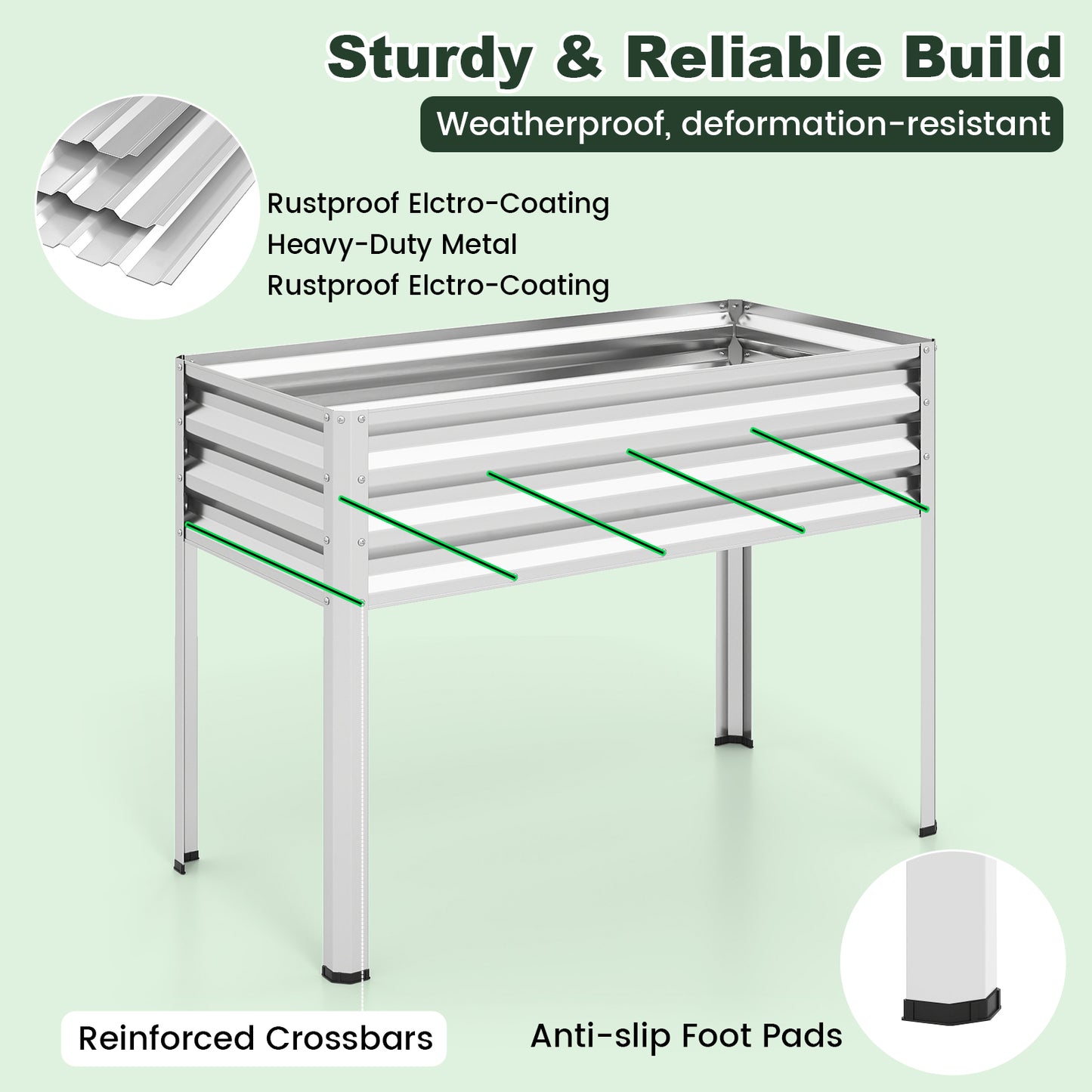 Galvanized Raised Garden Bed, 2 Pieces, With Legs And Greenhouse Cover, Silver Raised Garden Beds at Gallery Canada