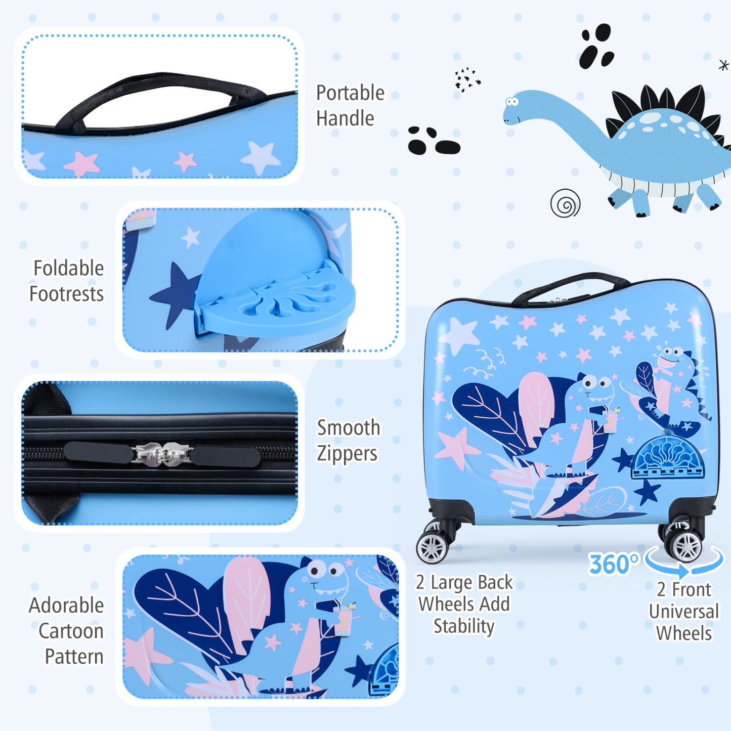 Kid Luggage Set, 2 Pieces, Spinner Wheels, Aluminum Handle, Blue Kids Luggage at Gallery Canada
