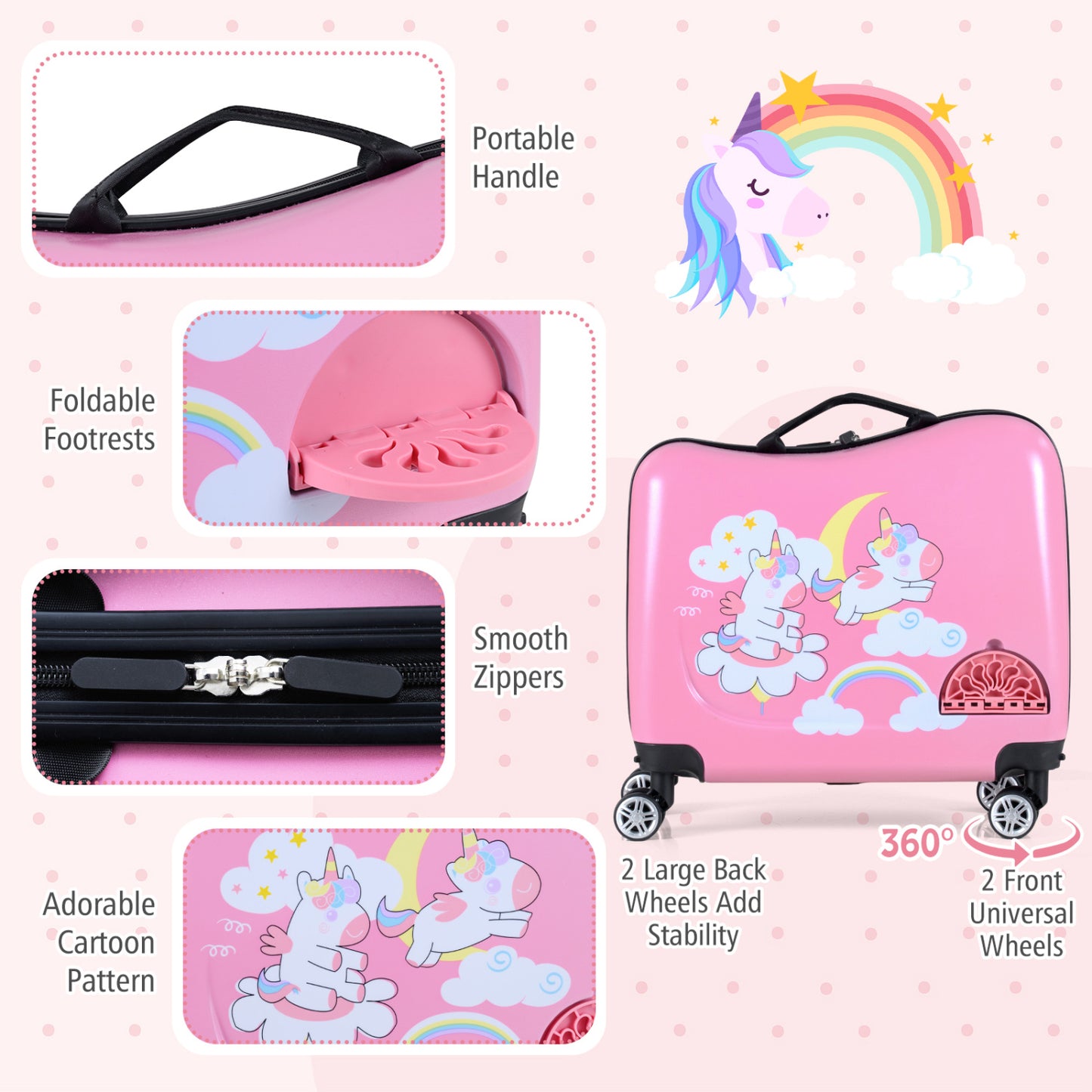 Kid Luggage Set, 2 Pieces, Spinner Wheels, Aluminum Handle, Pink Kids Luggage at Gallery Canada