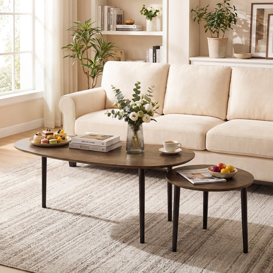 Mid Century Nesting Tables, Walnut, Rubber Wood Legs Coffee Tables Walnut at Gallery Canada