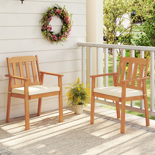 2 Pieces Patio Dining Chairs Outdoor Acacia Wood Chairs, White Patio Dining Chairs White at Gallery Canada