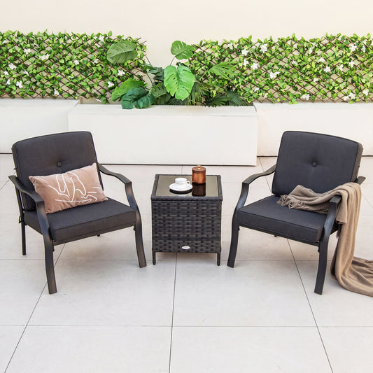 2 Pieces Patio Metal Chairs with Seat and Back Cushions for Yard, Black Patio Dining Chairs Black at Gallery Canada