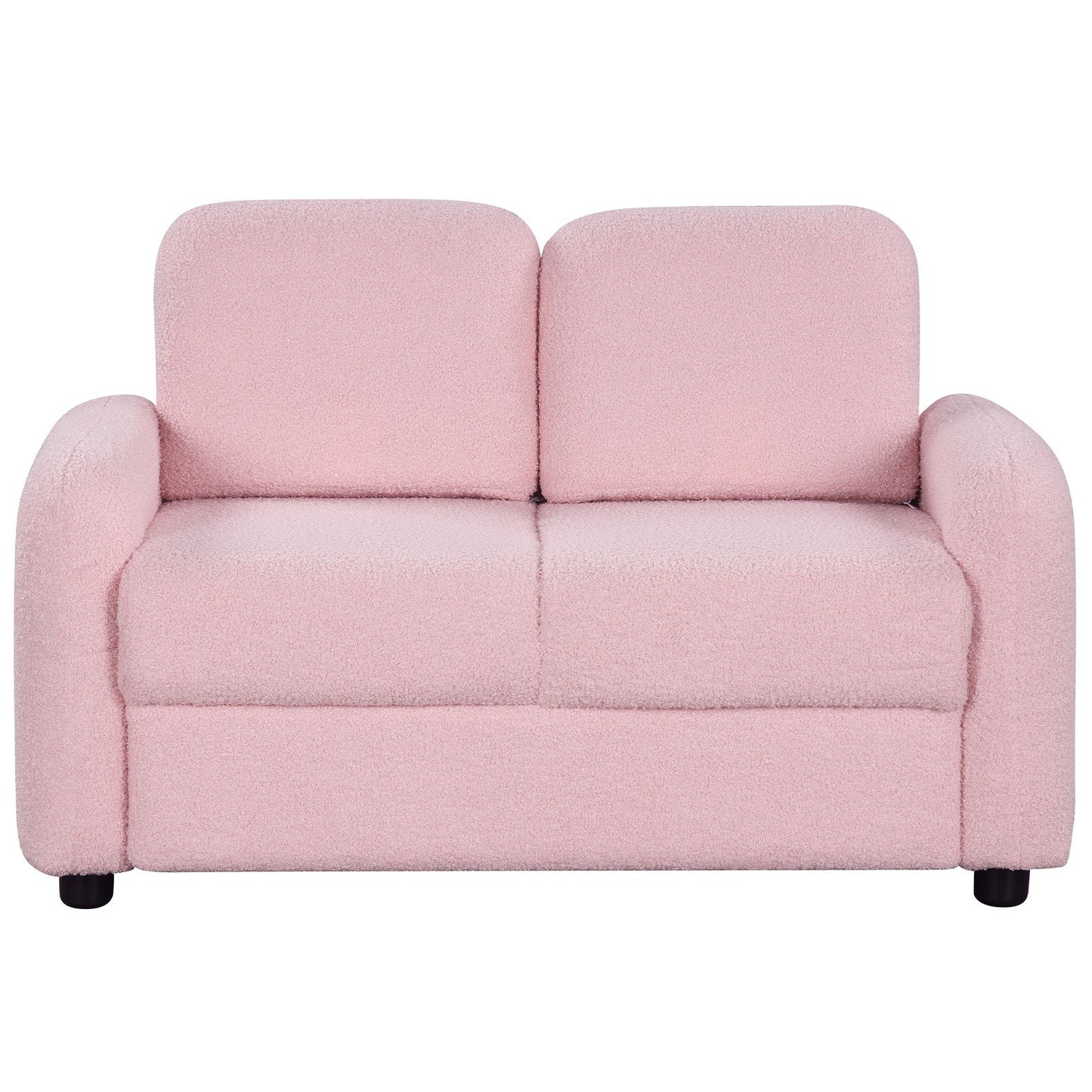 2-Seat Kids Sofa Toddler Sofa Couch with Soft Teddy Fleece Upholstery and Solid Wooden Frame, Pink Kids Chairs & Seating Pink at Gallery Canada