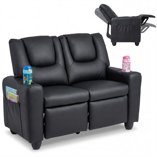 2-Seater Kids Recliner Sofa Chair, Black Kids Chairs & Seating Black at Gallery Canada