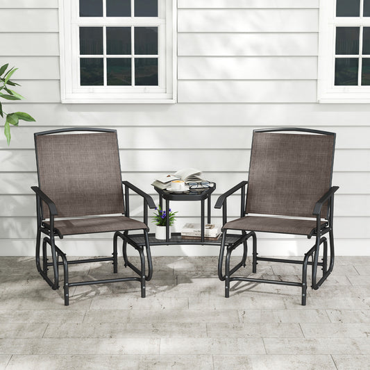 2-Seat Outdoor Glider Bench with Center Table, Brown Patio Rocking Chairs & Gliders Brown at Gallery Canada