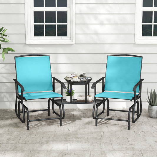 2-Seater Outdoor Glider Bench with 2-Tier Table, Turquoise Patio Rocking Chairs & Gliders Turquoise at Gallery Canada