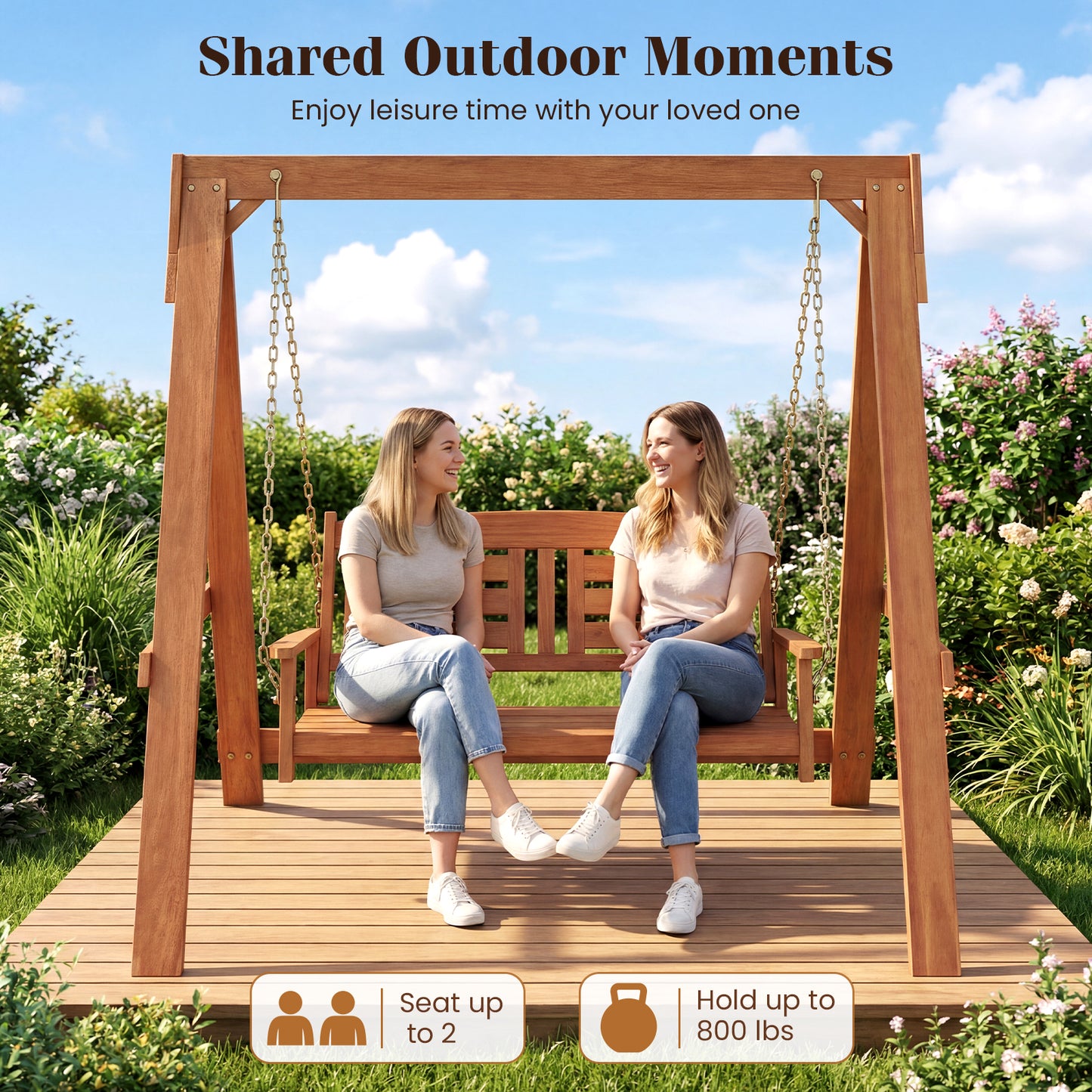 2-Seater Porch Swing With Adjustable Chains, Stand Porch Swings at Gallery Canada