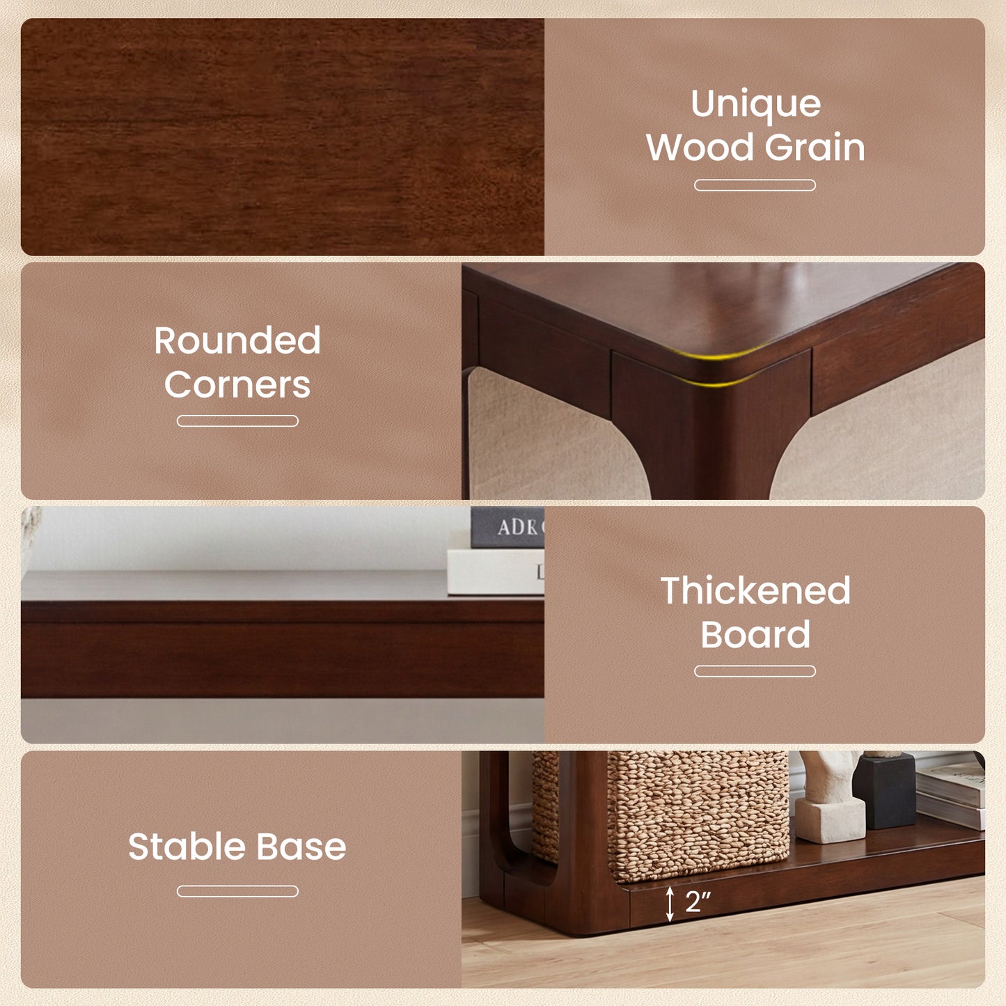 2-Tier Wood Console Table, Storage Shelf, Brown Console Tables at Gallery Canada