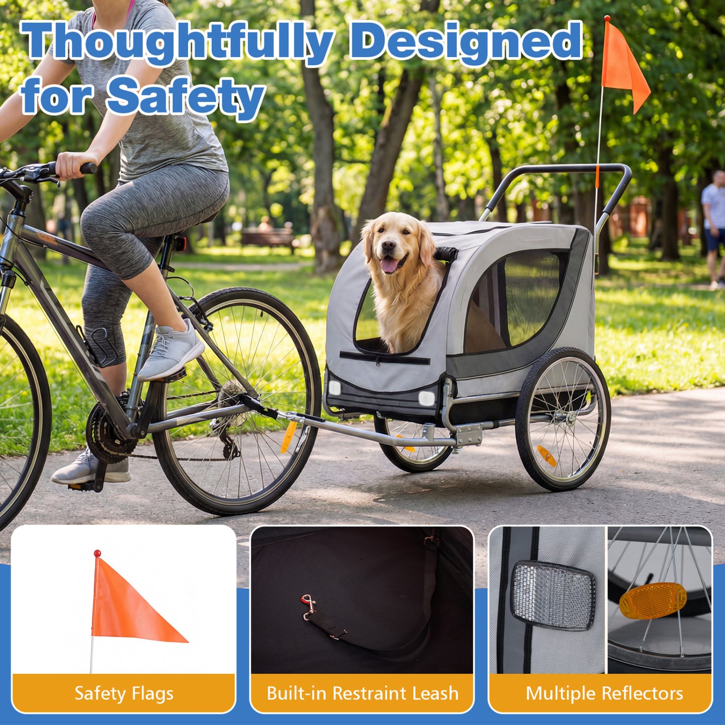 2-In-1 Dog Bike Trailer, Universal Bicycle Coupler, White Dog Supplies at Gallery Canada