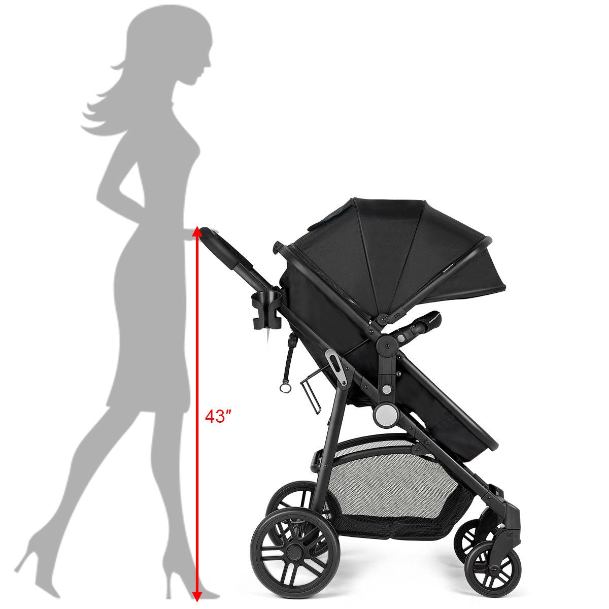 2 in 1 Foldable Pushchair Newborn Infant Baby Stroller, Black Baby Strollers at Gallery Canada