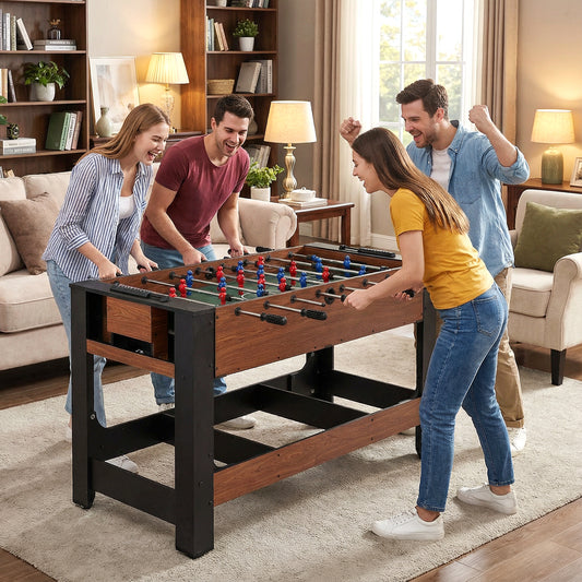 2-in-1 Full Size Foosball and Pool Combo Table with Legs-BN, Black & Brown Game Room Black & Brown at Gallery Canada