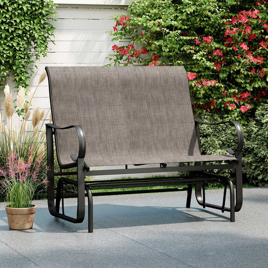 2-Person Outdoor Glider Bench, High Backrest, Brown Patio Rocking Chairs & Gliders Brown at Gallery Canada