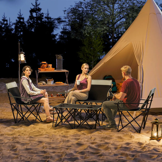 4 Piece Folding Camping Table and Chairs, Outdoor Set, Grey Picnic Tables & Camping Chairs Grey at Gallery Canada