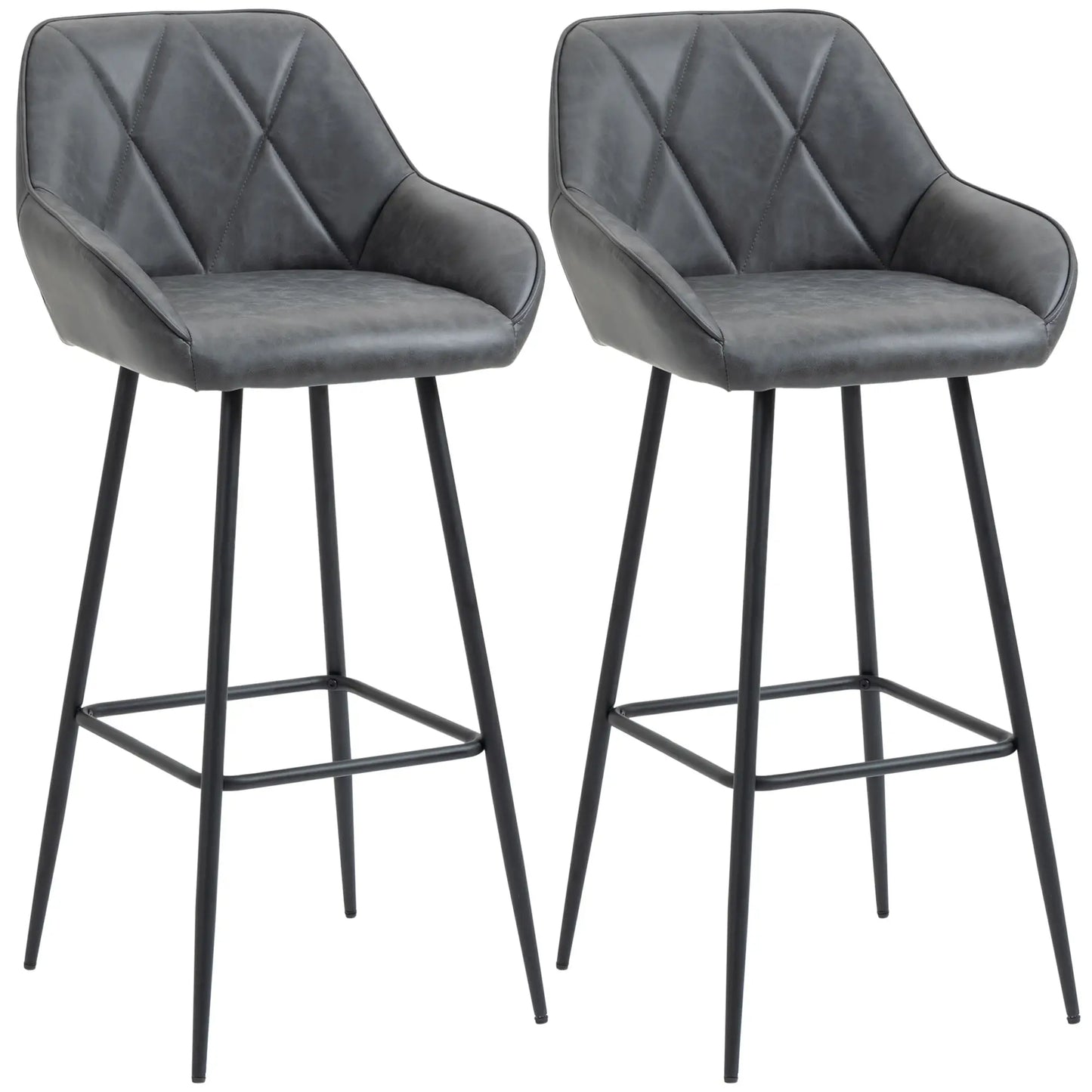 Retro Bar Stools Set of 2, 30" (76 cm.), Kitchen Island Chairs with Backs, Grey Bar Stools at Gallery Canada