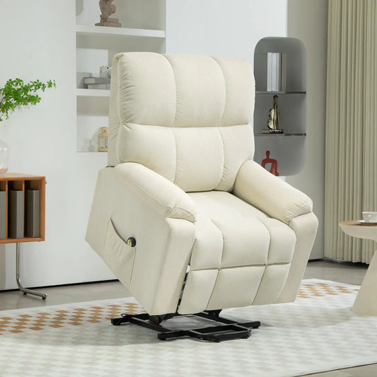Power Recliner Chair, Microfibre Upholstery, Remote, Cream White Sofas & Reclining Chairs Cream at Gallery Canada