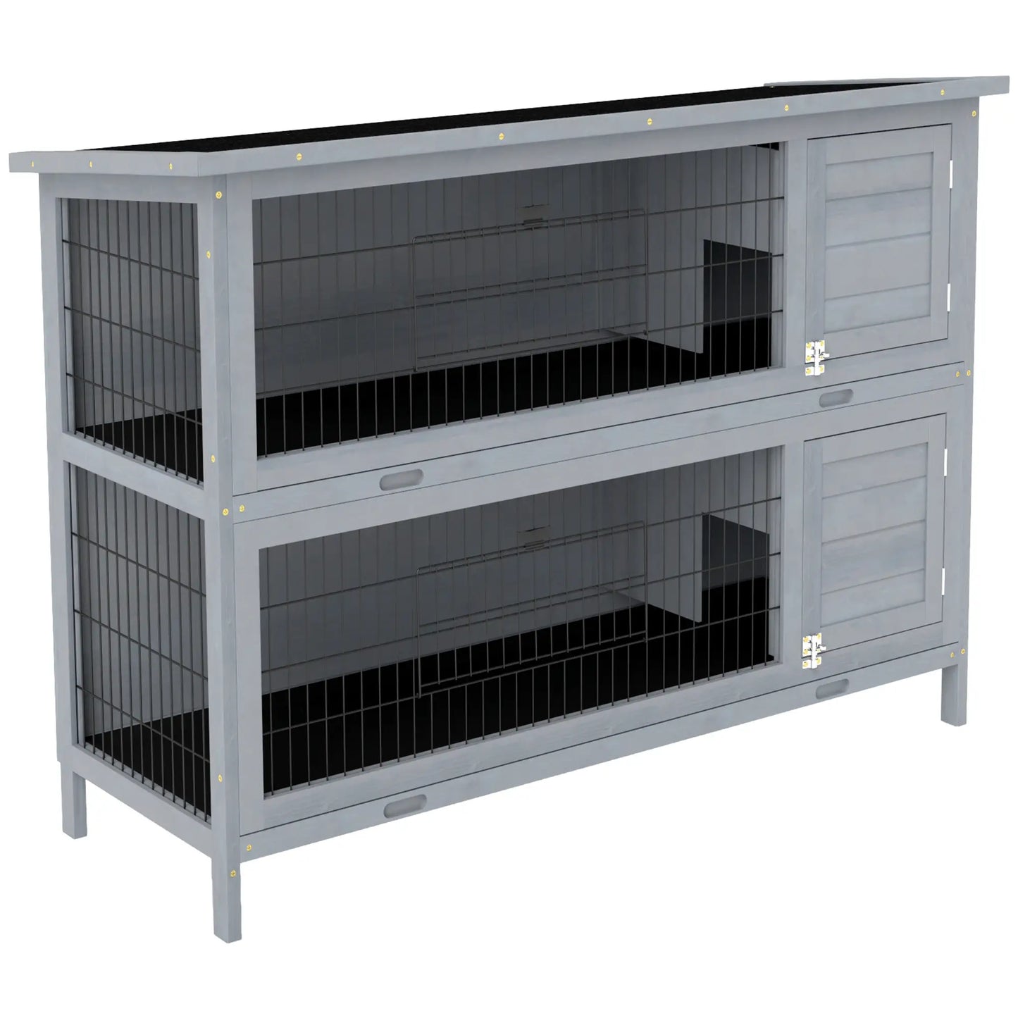 2 Tier Wooden Rabbit Hutch, Bunny Pet House, Grey Rabbit Hutch at Gallery Canada
