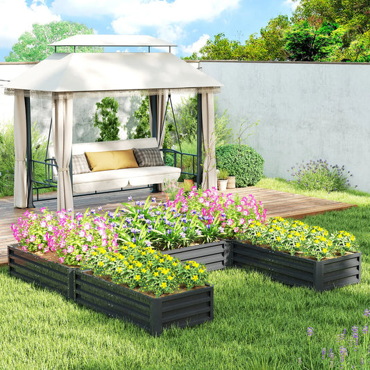 Steel Raised Garden Bed, Set of 5, 8x8x1ft, Dark Grey Raised Garden Beds Dark Grey at Gallery Canada