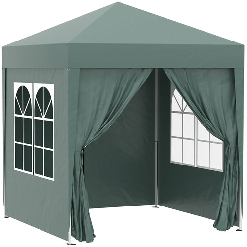 6.6'x6.6' Pop Up Gazebo Canopy Tent with Sidewalls, Instant Sun Shelter, with Carry Bag, for Outdoor, Garden, Patio, Green