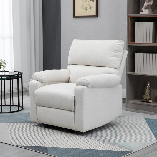 Manual Recliner Chair with Footrest, Padded Seat, Cream White Single Sofas Cream at Gallery Canada