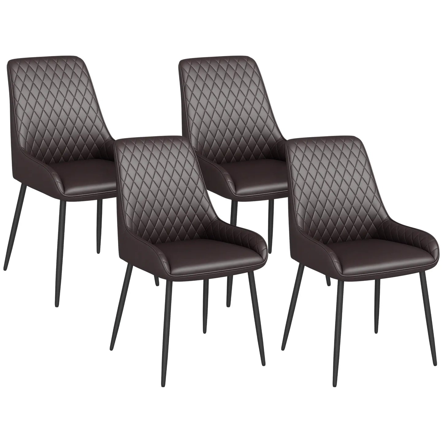 Upholstered Kitchen Chairs, Set of 4, Diamond Tufting, Steel Legs, Brown Bar Stools at Gallery Canada