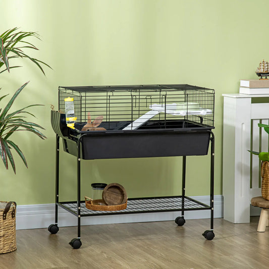 35" Small Animal Cage, Detachable Stand, Water Dispenser, Dark Grey Houses & Habitats Dark Grey at Gallery Canada