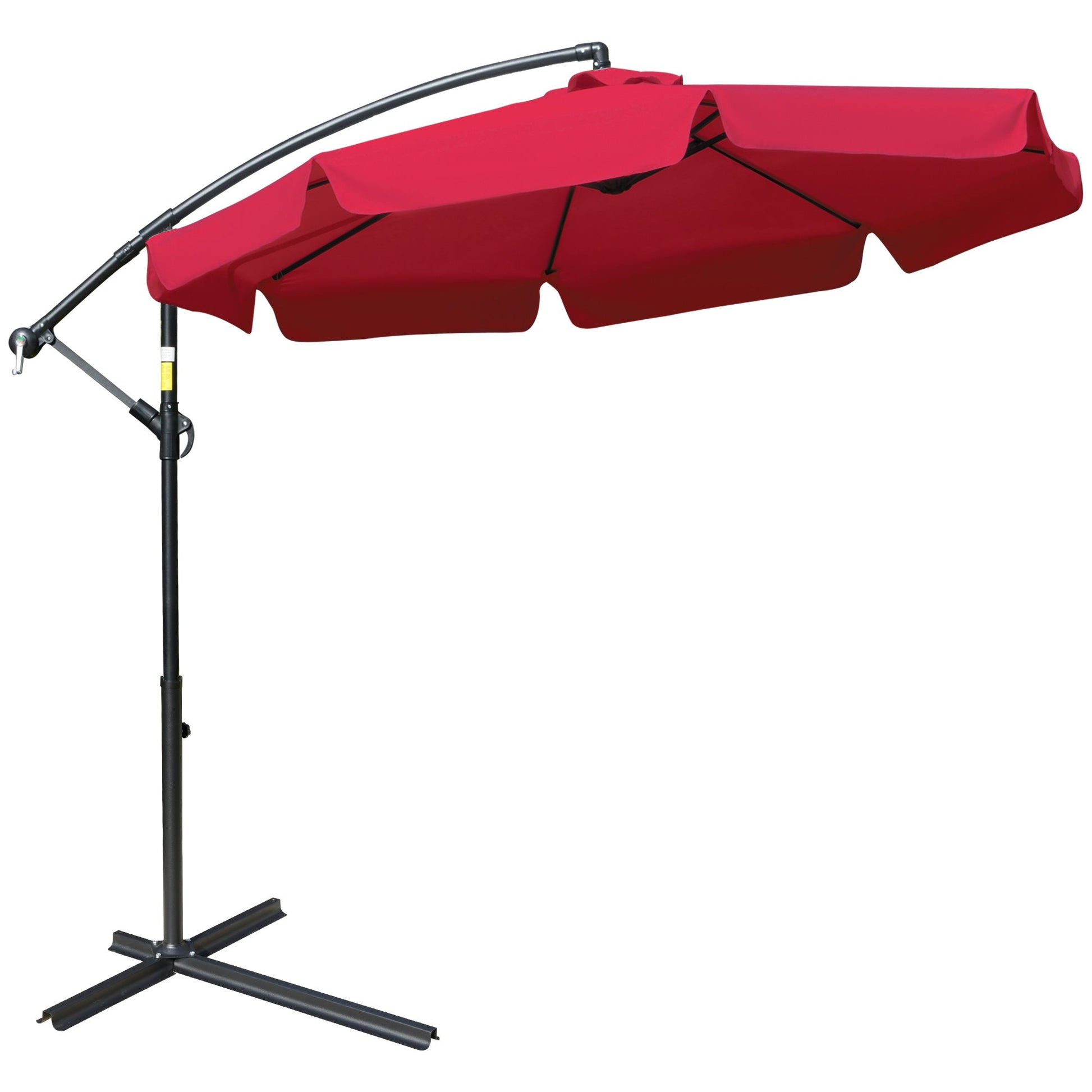 9FT Offset Hanging Patio Umbrella Cantilever Umbrella with Easy Tilt Adjustment, Cross Base and 8 Ribs for Backyard, Poolside, Lawn and Garden, Red at Gallery Canada