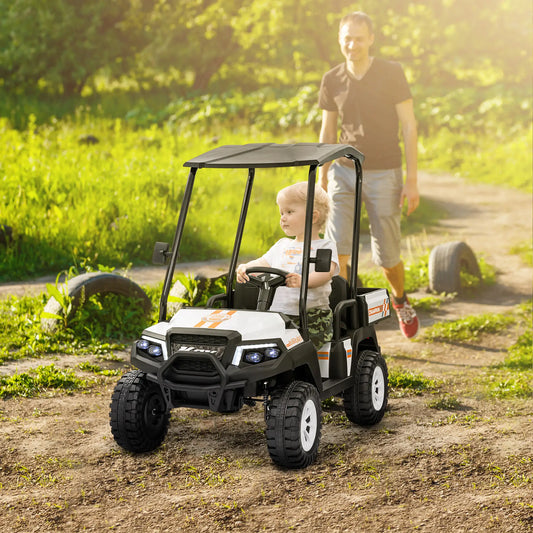 24V 2 Seater Electric Car, Remote Control, 4 Wheels Suspension, White Electric Toy Cars White at Gallery Canada
